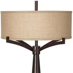Franklin Iron Works Tremont Modern Mid Century Table Lamps 31 1/2" Tall Set Of 2 Rich Bronze Iron Burlap Fabric Drum Shade For Bedroom Living Room -Lighting Specialty Shop GUEST 0014347d bdea 4ec3 a0eb 25d328af36d0