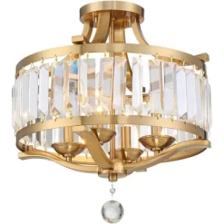 Vienna Full Spectrum Prava Modern Ceiling Light Semi Flush Mount Fixture 16 1/2" Wide Warm Brass 4-Light Crystal Drum For Bedroom Kitchen Living Room -Lighting Specialty Shop GUEST 017d8b11 8b7d 471f ac65 399a602dc305