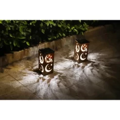 Techko Maid LED Solar 10.8" Portable Moon & Star Cut Out Decorative Outdoor Lantern Clear -Lighting Specialty Shop GUEST 03ec0c70 35b0 46f8 b6f9 c59aad4c4dc2