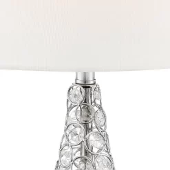 360 Lighting Sergio Modern Accent Table Lamps 23 1/2" High Set Of 2 Acrylic Chrome USB Charging Port White Drum For Bedroom Living Room Bedside Desk -Lighting Specialty Shop GUEST 05e37469 63de 4569 8fb7 e40b713dc79a