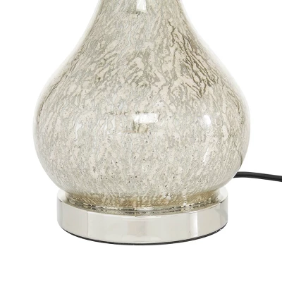 Glass Table Lamp With Faux Mercury Glass Finish Silver - Olivia & May 2 Glass Table Lamp With Faux Mercury Glass Finish Silver - Olivia & May - Image 2