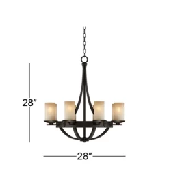 Franklin Iron Works Sperry Bronze Chandelier 28" Wide Rustic Farmhouse Cylinder Scavo Glass Shade 8-Light Fixture For Dining Room House Kitchen Island -Lighting Specialty Shop GUEST 078b425d 9a82 46ae a0d8 8f18bd9872bc