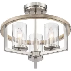 Possini Euro Design Senna Modern Industrial Ceiling Light Semi Flush Mount Fixture 15" Wide Brushed Nickel Gray Wood 3-Light Clear Glass For Bedroom 9 Possini Euro Design Senna Modern Industrial Ceiling Light Semi Flush Mount Fixture 15" Wide Brushed Nickel Gray Wood 3-Light Clear Glass For Bedroom -Lighting Specialty Shop GUEST 08a6d6bd 0bbb 4c6e a704 3432667d795f