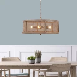18" Metal Dixsie Caged Farmhouse Chandelier Woodgrain - River Of Goods -Lighting Specialty Shop GUEST 08ab8461 5bbf 4600 966c 893d3315cbcb