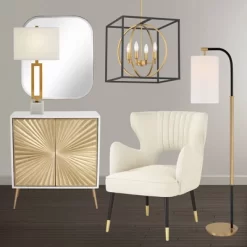 Possini Euro Design Black Warm Brass Cage Foyer Pendant Chandelier 16 1/2" Wide 4-Light Mid Century Modern For Dining Room House -Lighting Specialty Shop GUEST 08b99359 1dbf 44d4 bc7b 30527d6a7380