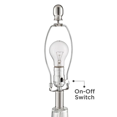 360 Lighting Modern Accent Table Lamps 21.75" High Set Of 2 With USB Charging Port Clear Glass Blue Drum Shade For Living Room Desk Bedroom Office 5 360 Lighting Modern Accent Table Lamps 21.75" High Set Of 2 With USB Charging Port Clear Glass Blue Drum Shade For Living Room Desk Bedroom Office - Image 5