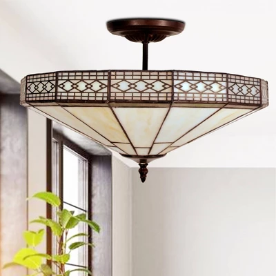 16" X 16" X 9" Tiffany Style Ann Pendant White - Warehouse Of Tiffany 1 16" X 16" X 9" Tiffany Style Ann Pendant White - Warehouse Of Tiffany