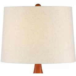 360 Lighting Brice Modern Mid Century Accent Table Lamp 23" High Ivory Ceramic Wood Neck Off White Drum Shade For Bedroom Living Room Bedside Office -Lighting Specialty Shop GUEST 098896b2 c28a 419c aac2 cb44f6662d40