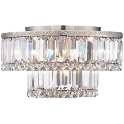 Vienna Full Spectrum Magnificence Modern Ceiling Light Flush Mount Fixture 16" Wide Brushed Satin Nickel Faceted Crystal Glass For Bedroom Living Room -Lighting Specialty Shop GUEST 09d737e6 7197 4823 ae7b aaf9a8088467