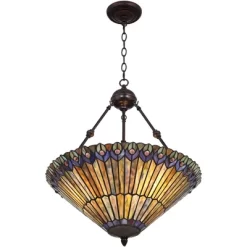 Robert Louis Tiffany Bronze Pendant Chandelier 20" Wide Rustic Peacock Stained Art Glass 3-Light Fixture For Dining Room House Kitchen Island Entryway 15 Robert Louis Tiffany Bronze Pendant Chandelier 20" Wide Rustic Peacock Stained Art Glass 3-Light Fixture For Dining Room House Kitchen Island Entryway -Lighting Specialty Shop GUEST 0a3519d1 decd 4af9 a56f 630be40a6a10