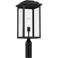 John Timberland Eastcrest Modern Outdoor Post Light Textured Black 22 1/2" Clear Glass Panels For Exterior Barn Deck House Porch Yard Patio Outside -Lighting Specialty Shop GUEST 0af94481 aeec 49c4 ad47 b8bdd006b15e