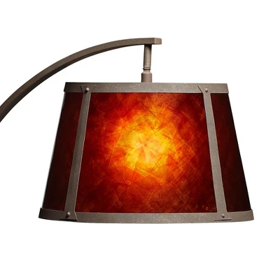Franklin Iron Works Mission Arc Floor Lamp With USB Charging Port 66 1/2" Tall Dark Rust Amber Mica Shade For Living Room Reading 2 Franklin Iron Works Mission Arc Floor Lamp With USB Charging Port 66 1/2" Tall Dark Rust Amber Mica Shade For Living Room Reading - Image 2