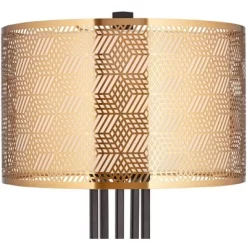 Possini Euro Design Deborah Modern Mid Century Table Lamp 30" Tall Black With USB Charging Port Gold Metal Double Drum Shades For Living Room Desk -Lighting Specialty Shop GUEST 0be02fcd 9863 4755 acd7 6234efbb2431