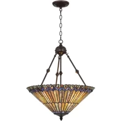 Robert Louis Tiffany Bronze Pendant Chandelier 20" Wide Rustic Peacock Stained Art Glass 3-Light Fixture For Dining Room House Kitchen Island Entryway 14 Robert Louis Tiffany Bronze Pendant Chandelier 20" Wide Rustic Peacock Stained Art Glass 3-Light Fixture For Dining Room House Kitchen Island Entryway -Lighting Specialty Shop GUEST 0c945214 e9f8 479d bee3 af485507f505