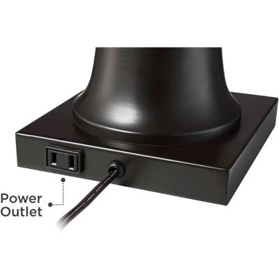 Regency Hill Hadley Modern Table Lamps Set Of 2 26" High Bronze With AC Power Outlet Light Brown Drum Shade For Bedroom Living Room Bedside House Desk 4 Regency Hill Hadley Modern Table Lamps Set Of 2 26" High Bronze With AC Power Outlet Light Brown Drum Shade For Bedroom Living Room Bedside House Desk - Image 4