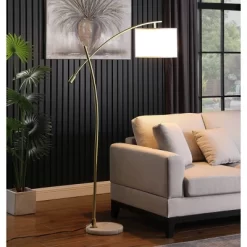65" Oscar Pendulum Style On Marble Base Metal Floor Lamp White - Ore International -Lighting Specialty Shop GUEST 0e141acf 04c6 4892 8a1a 492aa88ed724