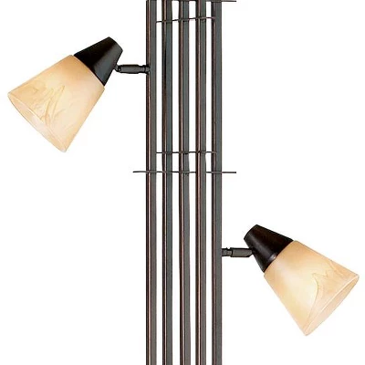 Franklin Iron Works Metro Mission Rustic Torchiere Floor Lamp With Side Lights 71" Tall Bronze Champagne Glass For Living Room Reading Bedroom Office 2 Franklin Iron Works Metro Mission Rustic Torchiere Floor Lamp With Side Lights 71" Tall Bronze Champagne Glass For Living Room Reading Bedroom Office - Image 2