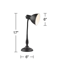 360 Lighting Breck Desk Table Lamp 17" High Dark Bronze Metal Adjustable Gooseneck Arm For Bedroom Bedside Nightstand Office Kids Family House Home -Lighting Specialty Shop GUEST 0edaa702 ce76 4c85 9ebd 5dd733a2f7d6