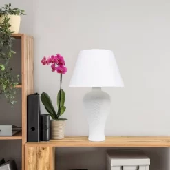 20.08" Traditional Ceramic Texture Imprint Winding Table Desk Lamp With Matching Fabric Shade White - Creekwood Home 15 20.08" Traditional Ceramic Texture Imprint Winding Table Desk Lamp With Matching Fabric Shade White - Creekwood Home -Lighting Specialty Shop GUEST 0ef1a338 3c97 4a9f 9c3f 0ee14a5b37b1