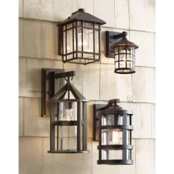 Kathy Ireland Sierra Craftsman Mission Outdoor Wall Light Fixture Rubbed Bronze 11" High Frosted Seeded Glass Panels For Post Exterior Barn Deck House -Lighting Specialty Shop GUEST 0f1028da 6b7e 4929 b672 30734b68871b
