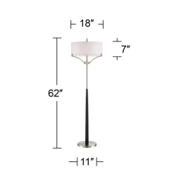 360 Lighting Modern Floor Lamp 62" Tall Black And Brushed Steel Column White Linen Drum Shade For Living Room Reading Bedroom Office 15 360 Lighting Modern Floor Lamp 62" Tall Black And Brushed Steel Column White Linen Drum Shade For Living Room Reading Bedroom Office -Lighting Specialty Shop GUEST 0f91c16b 5e59 4338 b4db 2307797b55b5