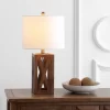 21.5" Wood Stewart Table Lamp (Includes LED Light Bulb) Brown - Jonathan Y