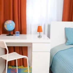 10.5" Petite Metal Stick Bedside Table Desk Lamp In Sand Nickel With Fabric Shade Orange - Creekwood Home 8 10.5" Petite Metal Stick Bedside Table Desk Lamp In Sand Nickel With Fabric Shade Orange - Creekwood Home -Lighting Specialty Shop GUEST 11a8ceb3 2d51 49be adbe 59cb997fe446