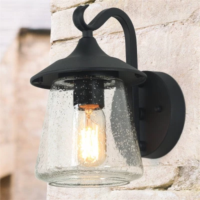 9.8" Metal/Glass Outdoor Lamp Black - LNC 8 9.8" Metal/Glass Outdoor Lamp Black - LNC - Image 8