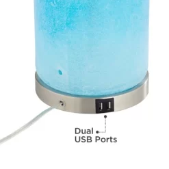 360 Lighting Modern Table Lamps 27 3/4" Tall Set Of 2 With USB Charging Port Blue Glass White Drum Shade For Living Room Bedroom -Lighting Specialty Shop GUEST 145e9eac 6bd4 4b4c b34f 0a9cf9f4ae2d