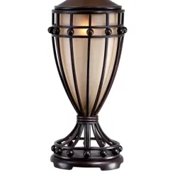 Franklin Iron Works Traditional Table Lamps 33" Tall Set Of 2 With Nightlight Brushed Iron Urn Beige Fabric Shade For Living Room Bedroom -Lighting Specialty Shop GUEST 15a28a79 0cec 47ce adb8 b59dd718a753