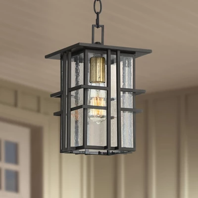 Possini Euro Design Arley Modern Outdoor Hanging Light Black Geometric Frame 12 1/2" Seedy Glass For Post Exterior Barn Deck House Porch Yard Patio 1 Possini Euro Design Arley Modern Outdoor Hanging Light Black Geometric Frame 12 1/2" Seedy Glass For Post Exterior Barn Deck House Porch Yard Patio