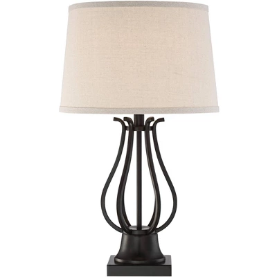 Regency Hill Hadley Modern Table Lamps Set Of 2 26" High Bronze With AC Power Outlet Light Brown Drum Shade For Bedroom Living Room Bedside House Desk 7 Regency Hill Hadley Modern Table Lamps Set Of 2 26" High Bronze With AC Power Outlet Light Brown Drum Shade For Bedroom Living Room Bedside House Desk - Image 7