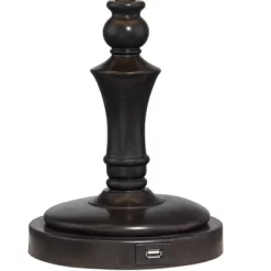 Regency Hill Traditional Swing Arm Desk Table Lamps 21.75" High Set Of 2 With USB Port Bronze Metal Faux Leather Shade For Living Room Bedroom -Lighting Specialty Shop GUEST 16e335f7 47ce 4037 810e e93fba2a866c