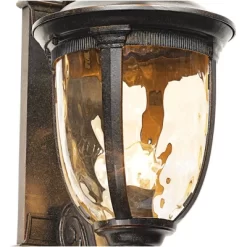 John Timberland Bellagio Vintage Rustic Outdoor Wall Light Fixture Veranda Bronze Dual Scroll Arm 24" Champagne Hammered Glass For Post Exterior Barn -Lighting Specialty Shop GUEST 173de11a ea39 4b7e ac94 d275441319fd