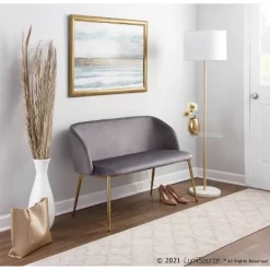 Chloe Contemporary Shelf Floor Lamp With Marble Base/Glass Shelf And Linen Shade White (Includes LED Light Bulb) - LumiSource -Lighting Specialty Shop GUEST 179bbdb3 3b2d 4692 a9b3 bc82331e457c