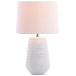 18" Stark Table Lamp White (Includes LED Light Bulb) - Safavieh -Lighting Specialty Shop GUEST 184df6d2 0126 4f52 b653 ddc1edc4ed53