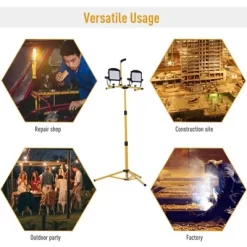 HOMCOM 10,000 Lumen Dual Head LED Work Lights Weather Resistant With Telescoping Adjustable Tripod Stand, Rotating Lamps 6 HOMCOM 10,000 Lumen Dual Head LED Work Lights Weather Resistant With Telescoping Adjustable Tripod Stand, Rotating Lamps -Lighting Specialty Shop GUEST 19b1cffe 3c90 4f10 8c36 bad2e5eac3ec