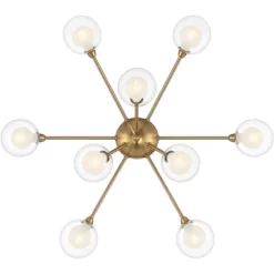 Possini Euro Design Spheres Modern Ceiling Light Flush Mount Fixture 28" Wide Warm Brass 9-Light LED Clear Globe Glass For Bedroom Kitchen Living Room -Lighting Specialty Shop GUEST 1a528675 684f 46e4 81d5 bf4b25c5aa5e