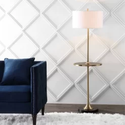 59" Metal/Wood Luce Floor Lamp (Includes LED Light Bulb) Black - JONATHAN Y