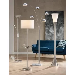 Possini Euro Design Piazza Modern Torchiere Floor Lamp 72 1/2" Tall Brushed Nickel Metal Frosted White Glass Shade For Living Room Bedroom Office Home -Lighting Specialty Shop GUEST 1b82715a 7bee 4419 9af3 406a6342b315