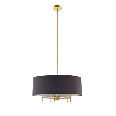 Presidio 5-Light Black Drum Shade Chandelier Gold/Black - Hampton Hill 2 Presidio 5-Light Black Drum Shade Chandelier Gold/Black - Hampton Hill - Image 2