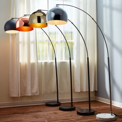 Williamsburg Modern Arched Floor Lamp With Bell Shade And Marble Base - Teamson Home 2 Williamsburg Modern Arched Floor Lamp With Bell Shade And Marble Base - Teamson Home - Image 2