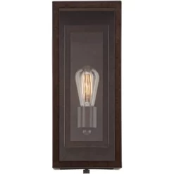 Possini Euro Design Modern Industrial Farmhouse Rustic Outdoor Wall Light Fixture Bronze 15 1/2" Clear Glass For Exterior Barn Deck House Porch Yard -Lighting Specialty Shop GUEST 1c02b524 ed1c 4e9d 8f8e 997f235debf9