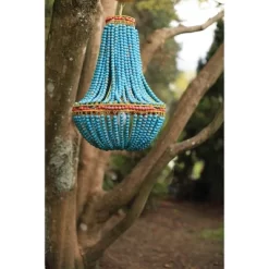 Wood Beaded Chandelier Blue -Storied Home -Lighting Specialty Shop GUEST 1c509e22 de29 4c07 8684 6344261c3000