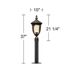 John Timberland Outdoor Post Light Fixture LED Veranda Bronze 37" Clear Hammered Glass For Exterior House Porch Patio Garden Yard -Lighting Specialty Shop GUEST 1c704a8a 0848 4f8c 83ba df99e3226acc