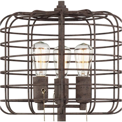Franklin Iron Works Edison Industrial Rustic Farmhouse Table Lamp 30" Tall Rust Brown Open Metal Cage For Bedroom Living Room Bedside Nightstand Kids 2 Franklin Iron Works Edison Industrial Rustic Farmhouse Table Lamp 30" Tall Rust Brown Open Metal Cage For Bedroom Living Room Bedside Nightstand Kids - Image 2
