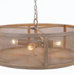 18" Metal Dixsie Caged Farmhouse Chandelier Woodgrain - River Of Goods -Lighting Specialty Shop GUEST 1d0596f6 b6f0 4689 9db0 d4bef88a8657