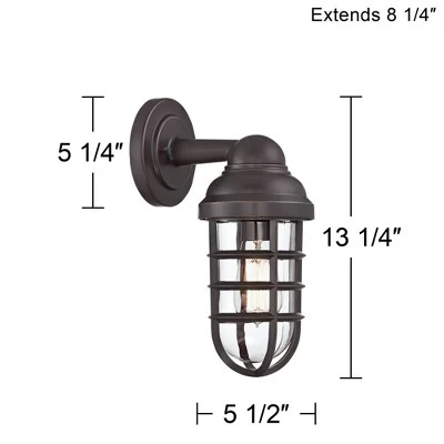 John Timberland Marlowe Industrial Outdoor Wall Light Fixture Galvanized Metal Cage 13 1/4" Clear Glass For Post Exterior Barn Deck House Porch Yard 6 John Timberland Marlowe Industrial Outdoor Wall Light Fixture Galvanized Metal Cage 13 1/4" Clear Glass For Post Exterior Barn Deck House Porch Yard - Image 6