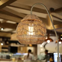 63.5" Roswitha High Brushed Iron Floor Lamp With Tan Hemp Rope Shade Gold - River Of Goods -Lighting Specialty Shop GUEST 1e0dac51 2cc5 4da9 b86b 47dca84d2088