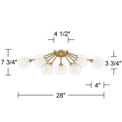 Possini Euro Design Spheres Modern Ceiling Light Flush Mount Fixture 28" Wide Warm Brass 9-Light LED Clear Globe Glass For Bedroom Kitchen Living Room -Lighting Specialty Shop GUEST 1e516137 2e1f 4f08 b35c 4767dc223858